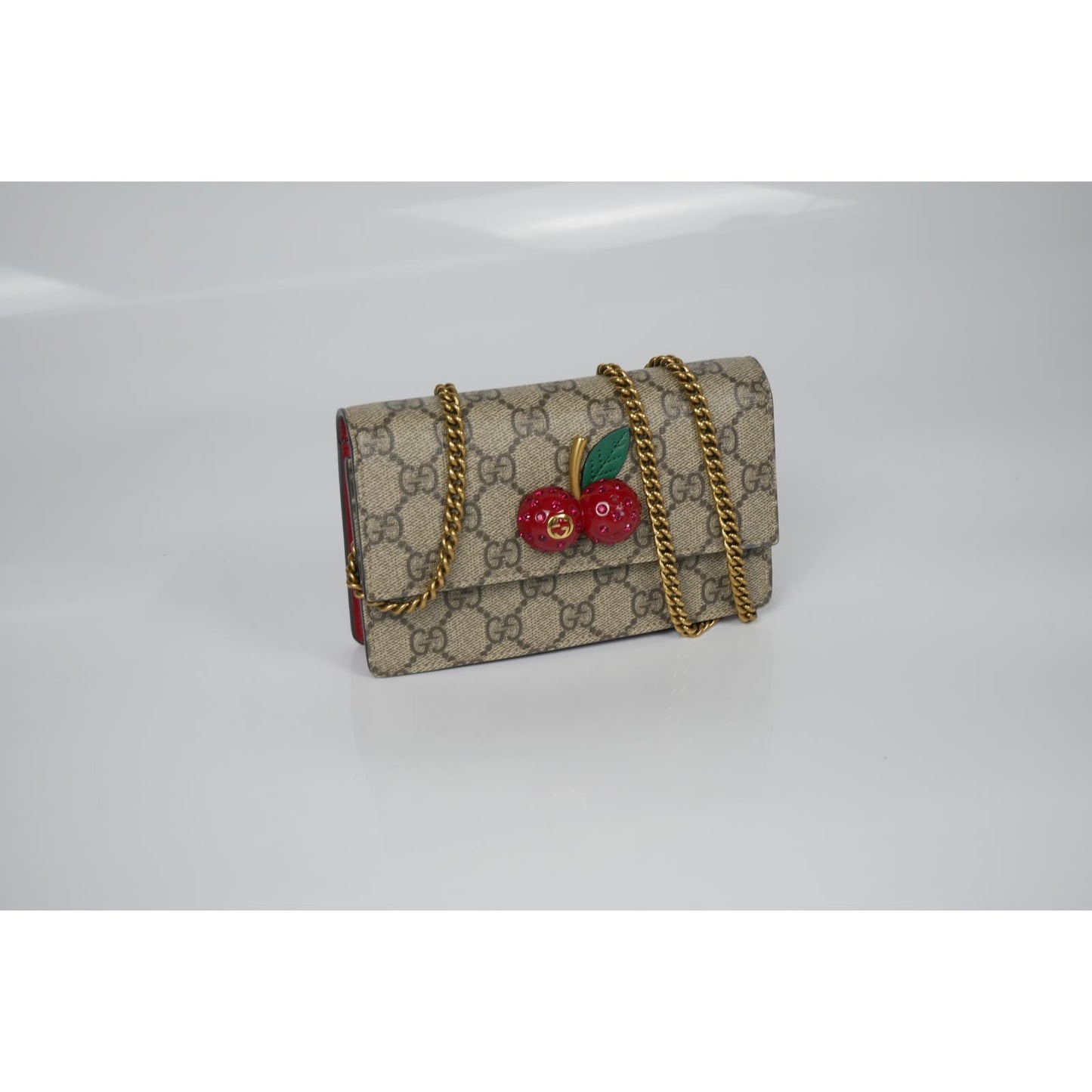 Gucci Supreme Sif Crystal Cherry Bag