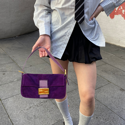 Fendi Purple Suede Baguette