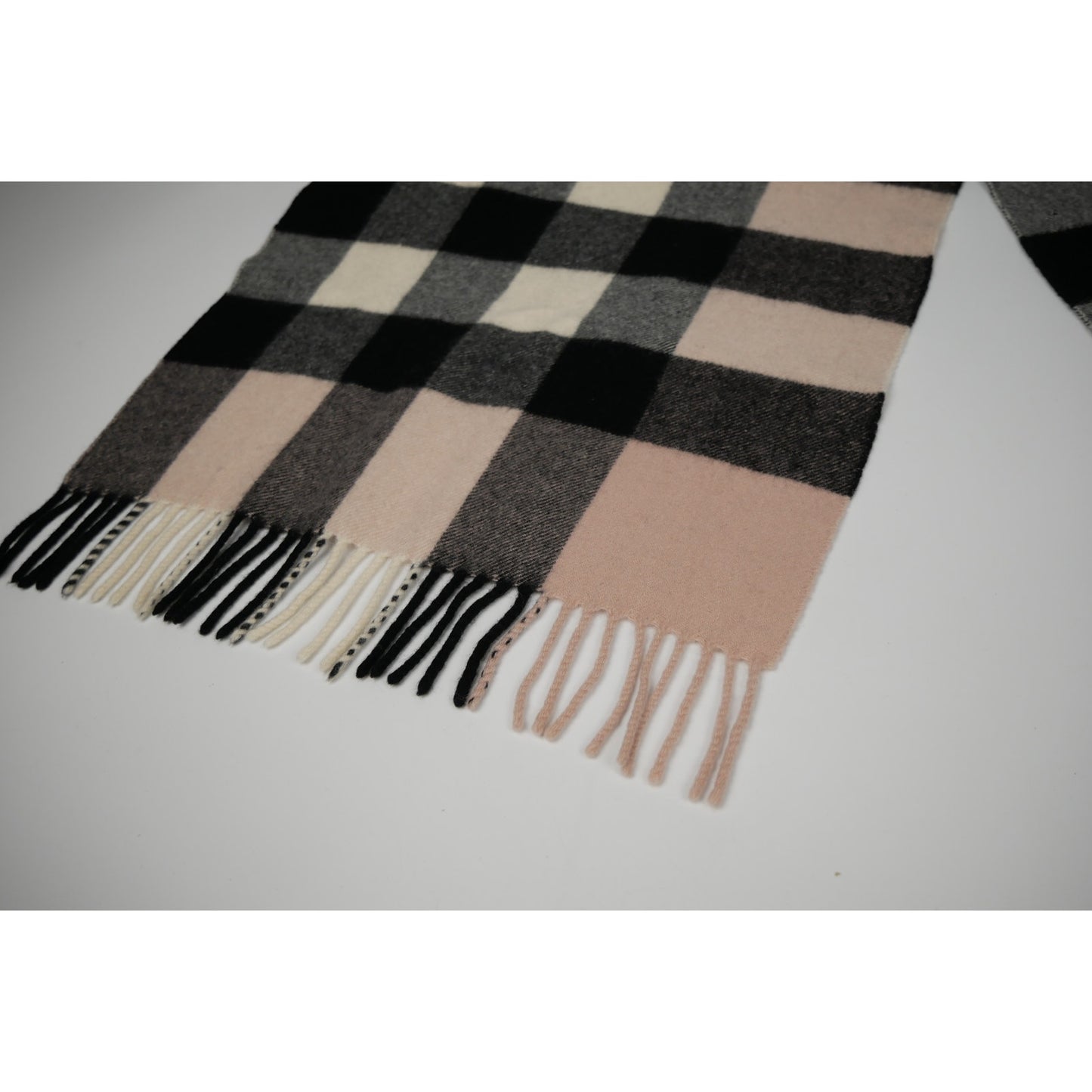 Burberry Cashmere Check Fringe Scarf