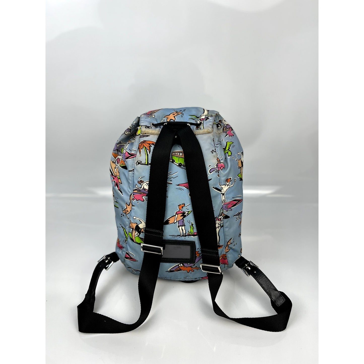 Prada Tessuto Nylon Surfer Print Cinch Backpack