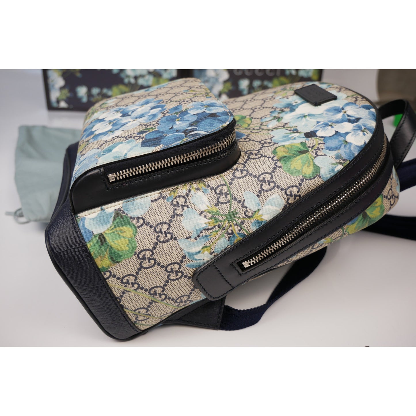 Gucci Supreme Blooms Floral Blue Backpack