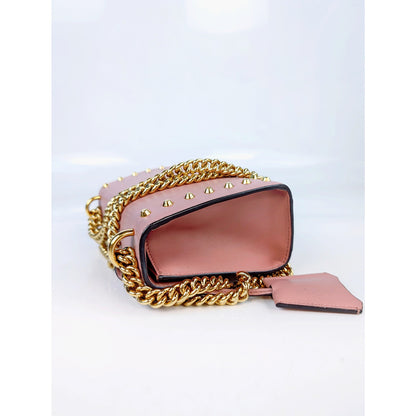 Gucci Pink Leather Faux Pearl Stud Leather