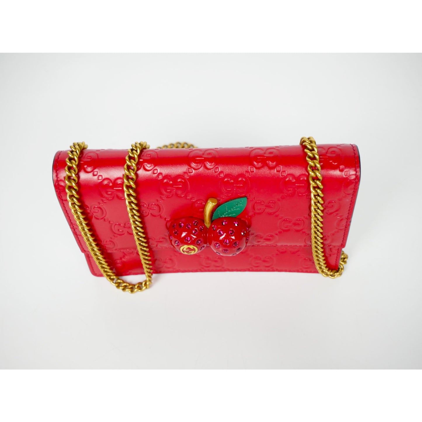 Gucci Red Supreme Mini Crystal Cherry Bag