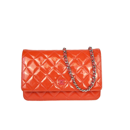 Chanel Quilted Patent Leather Wallet-on-Chain Bag