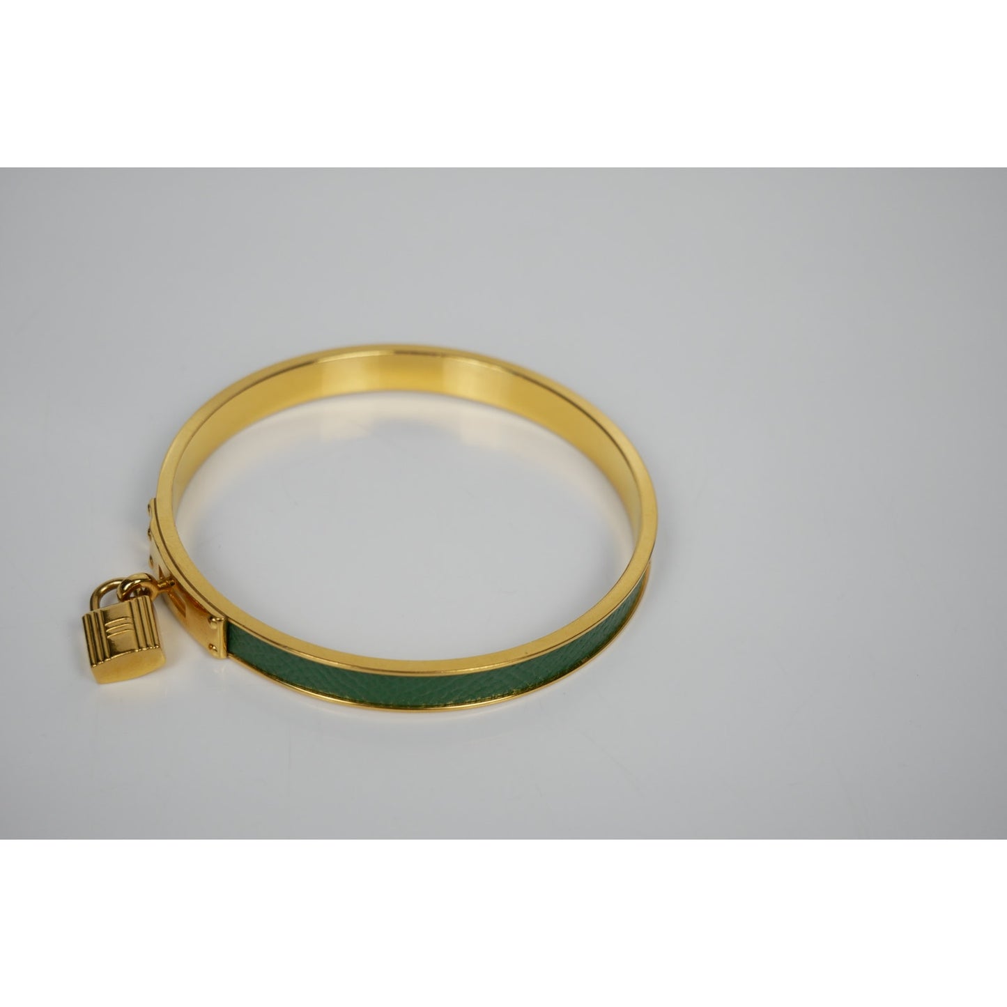 Hermes Kelly Lock Cadena Green Bangle Bracelet