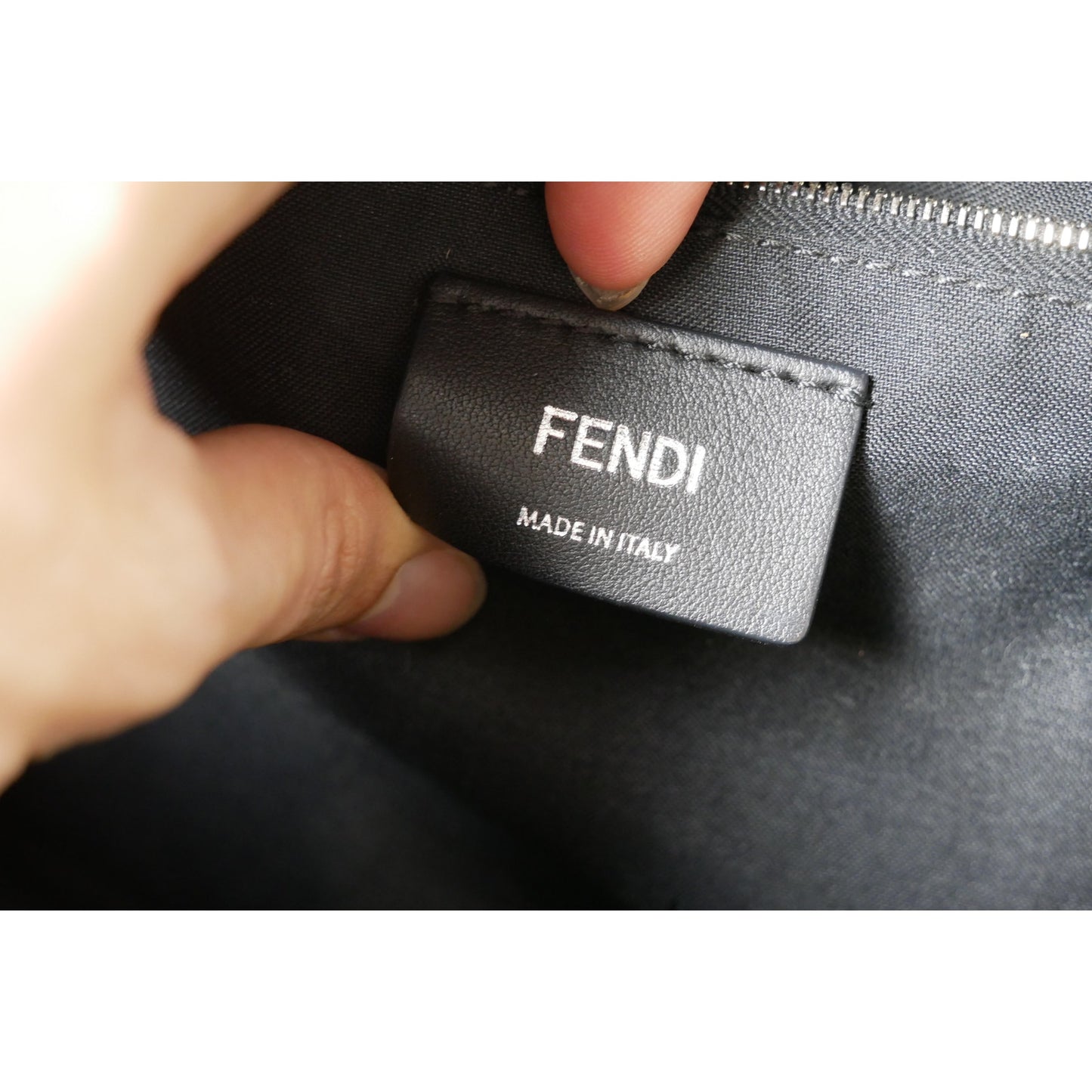 Fendi Black Zucca Canvas and Lizard Embossed Leather Beaded Baguette Bag