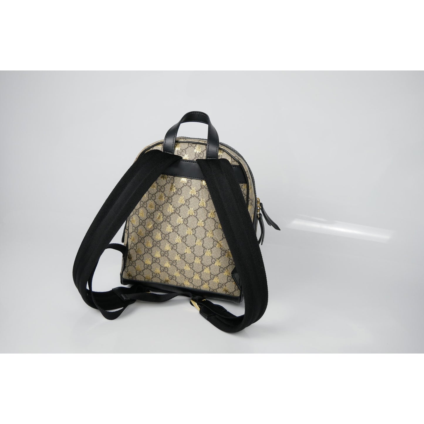 Gucci Beige Supreme Canvas Leather Bees Backpack