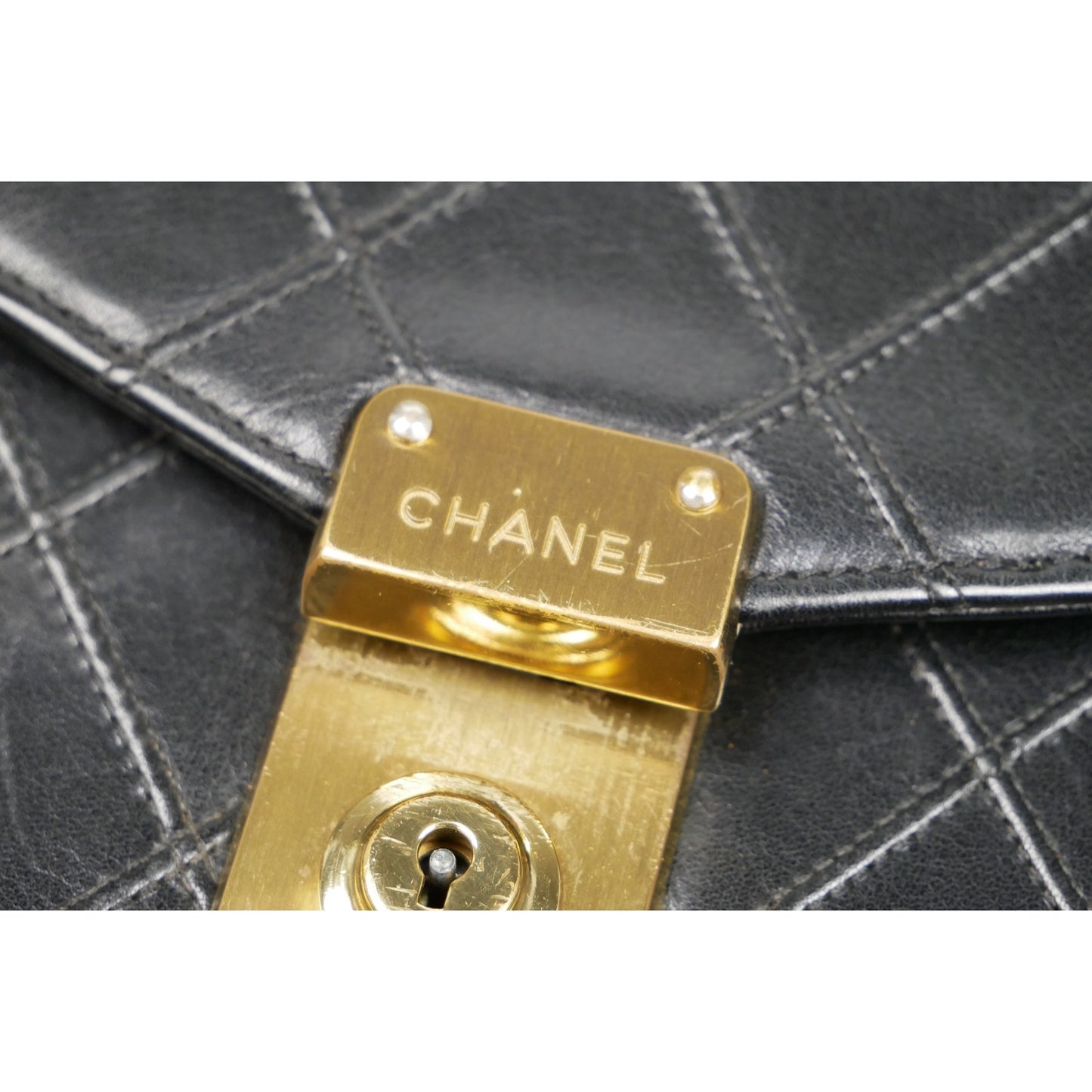 Chanel Black Matelasse Leather Diamond Briefcase