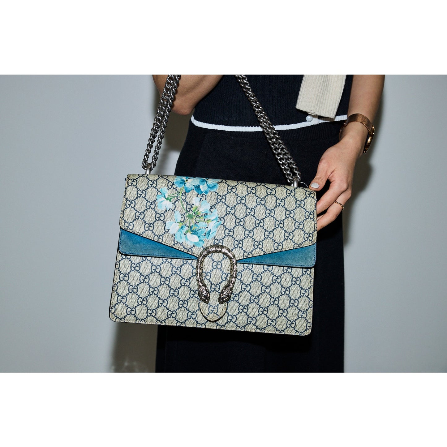 Gucci GG Blooms Dionysus Shoulder Bag (Blue)