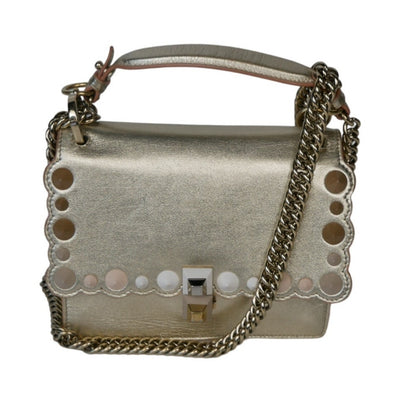 Fendi Calfskin Leather Studded Shoulder Bag