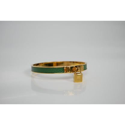 Hermes Kelly Lock Cadena Green Bangle Bracelet