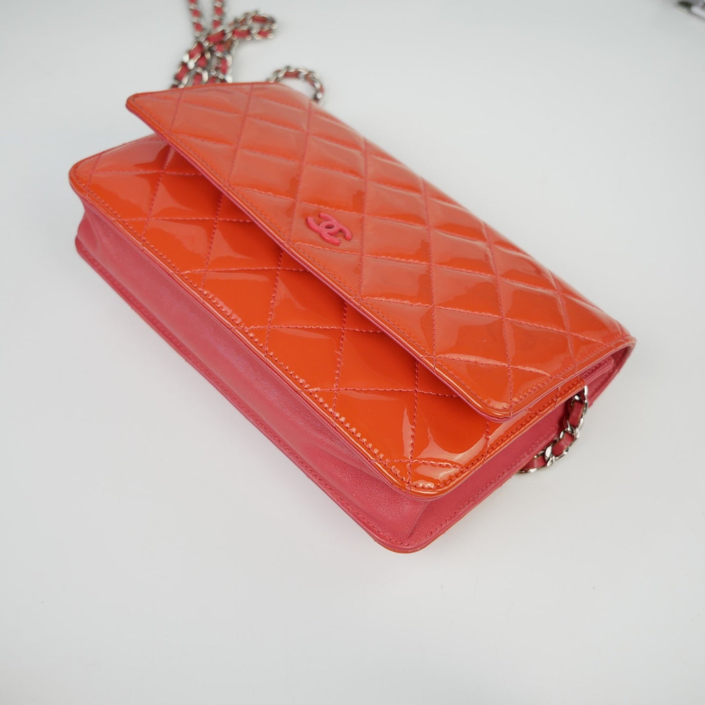 Chanel Quilted Patent Leather Wallet-on-Chain Bag