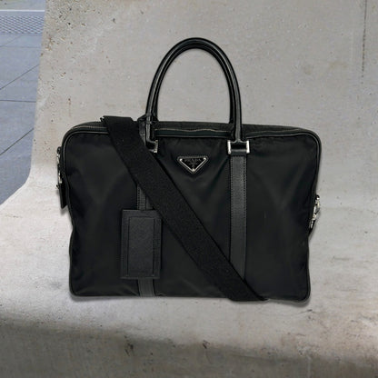 Prada Black Mens Briefcase Saffiano