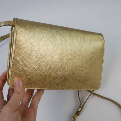 Prada Metallic Gold Saffiano Shine Leather Crossbody Bag