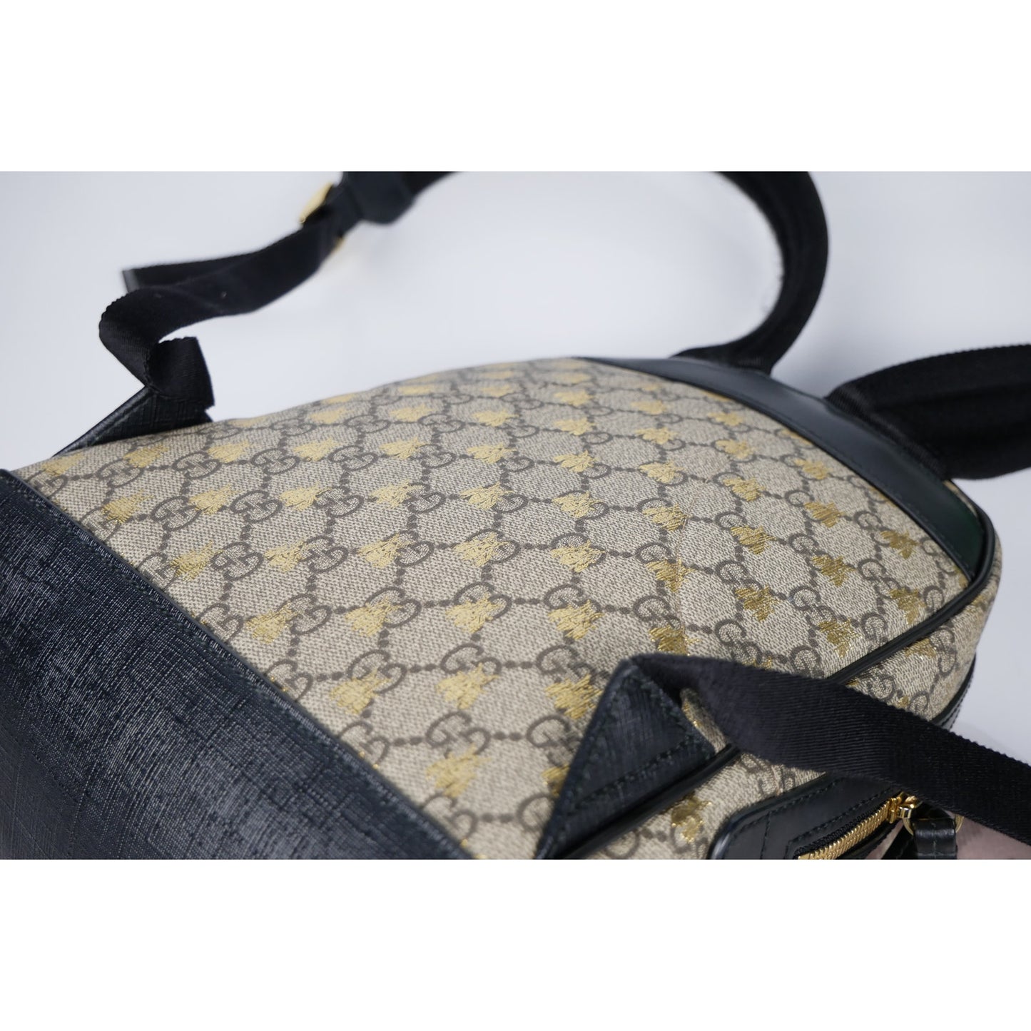 Gucci Beige Supreme Canvas Leather Bees Backpack