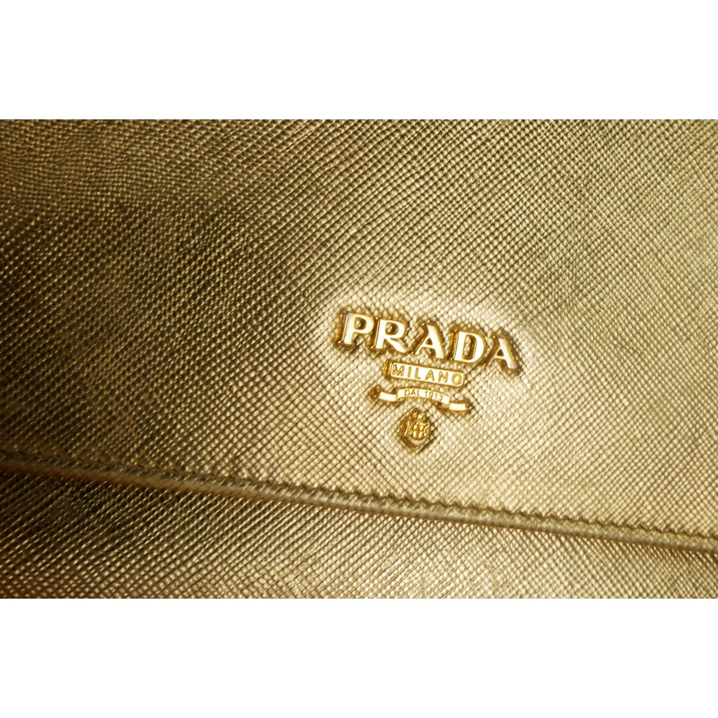 Prada Metallic Gold Saffiano Shine Leather Crossbody Bag