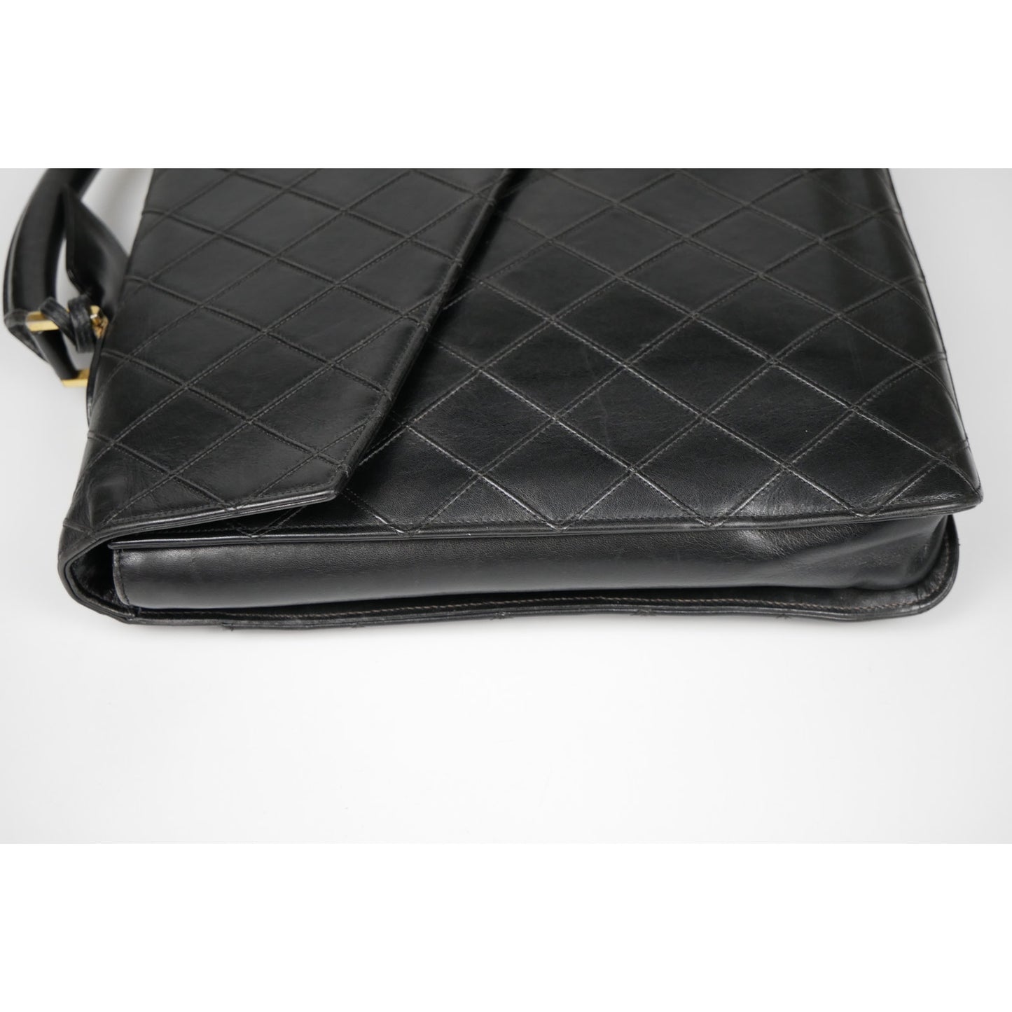 Chanel Black Matelasse Leather Diamond Briefcase