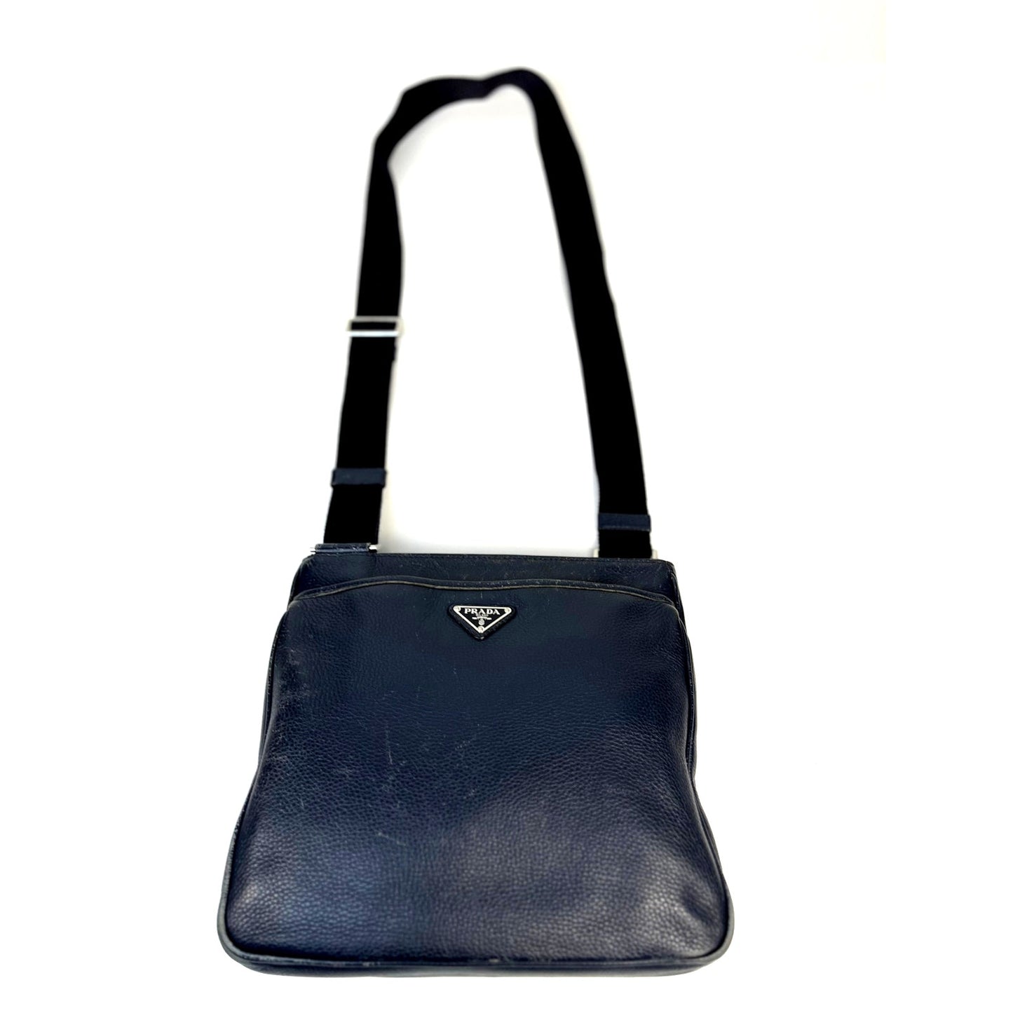 Prada Navy Saffiano Leather Side Bag