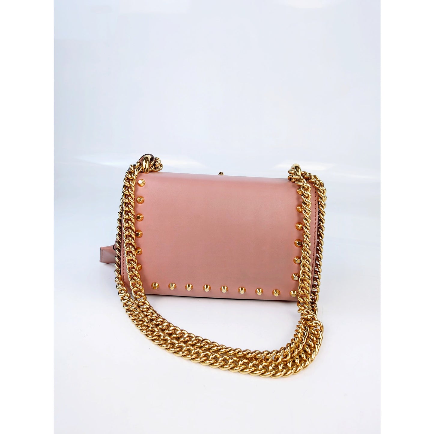 Gucci Pink Leather Faux Pearl Stud Leather