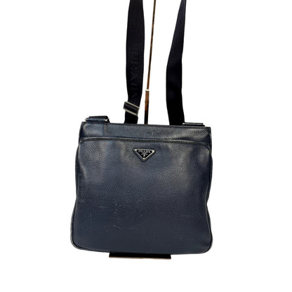 Prada Navy Saffiano Leather Side Bag