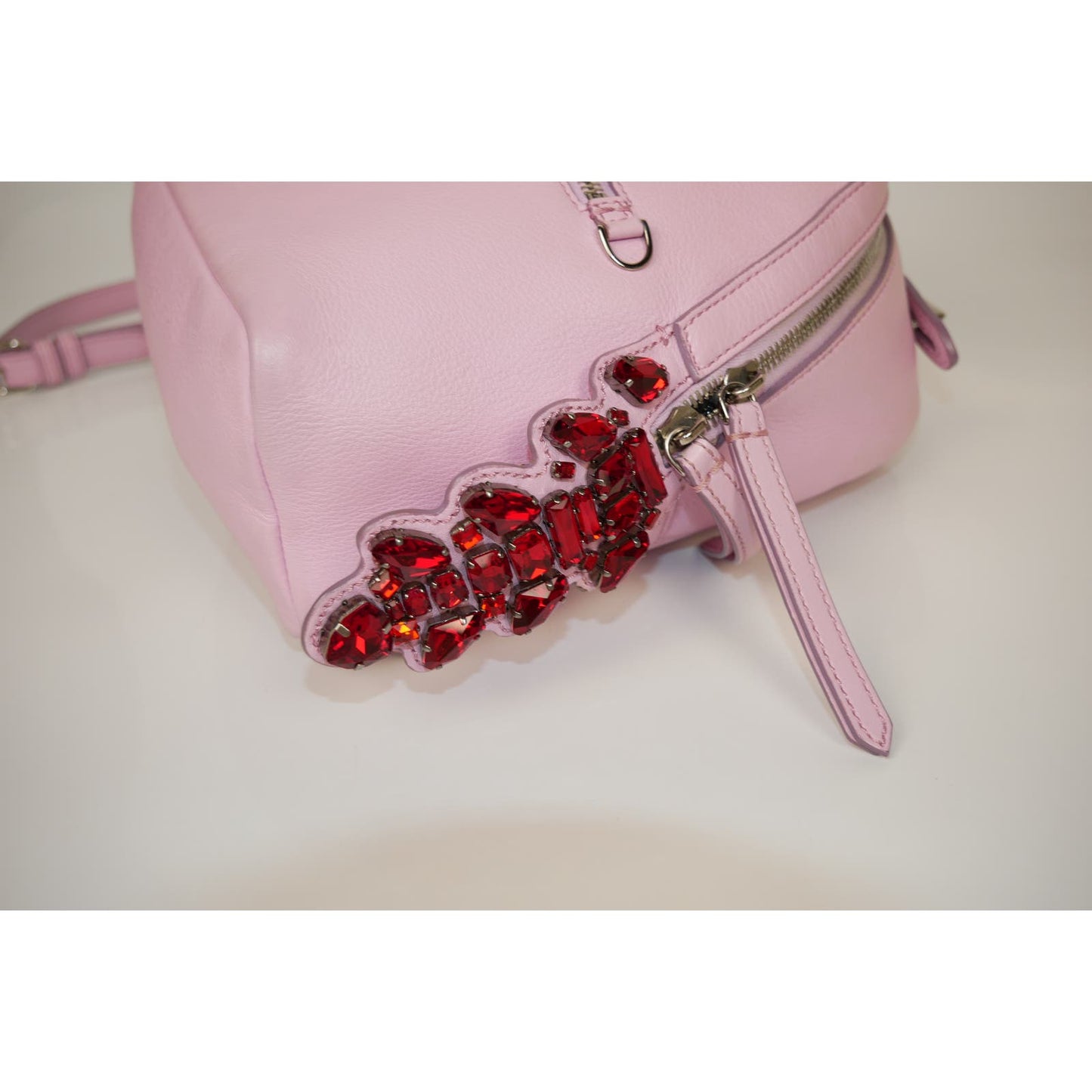 Fendi Mini Leather Backpack Pink Crystal Tail