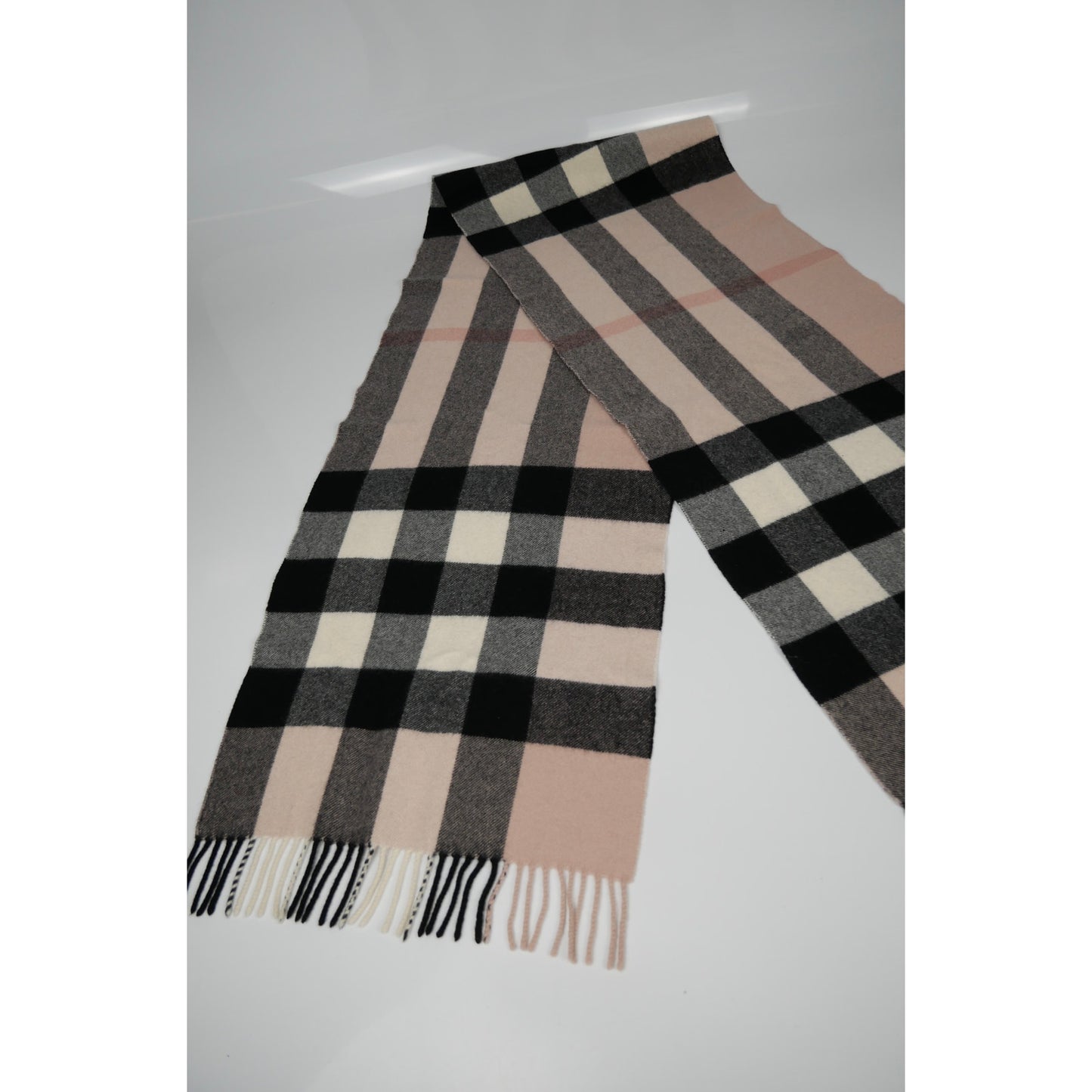 Burberry Cashmere Check Fringe Scarf