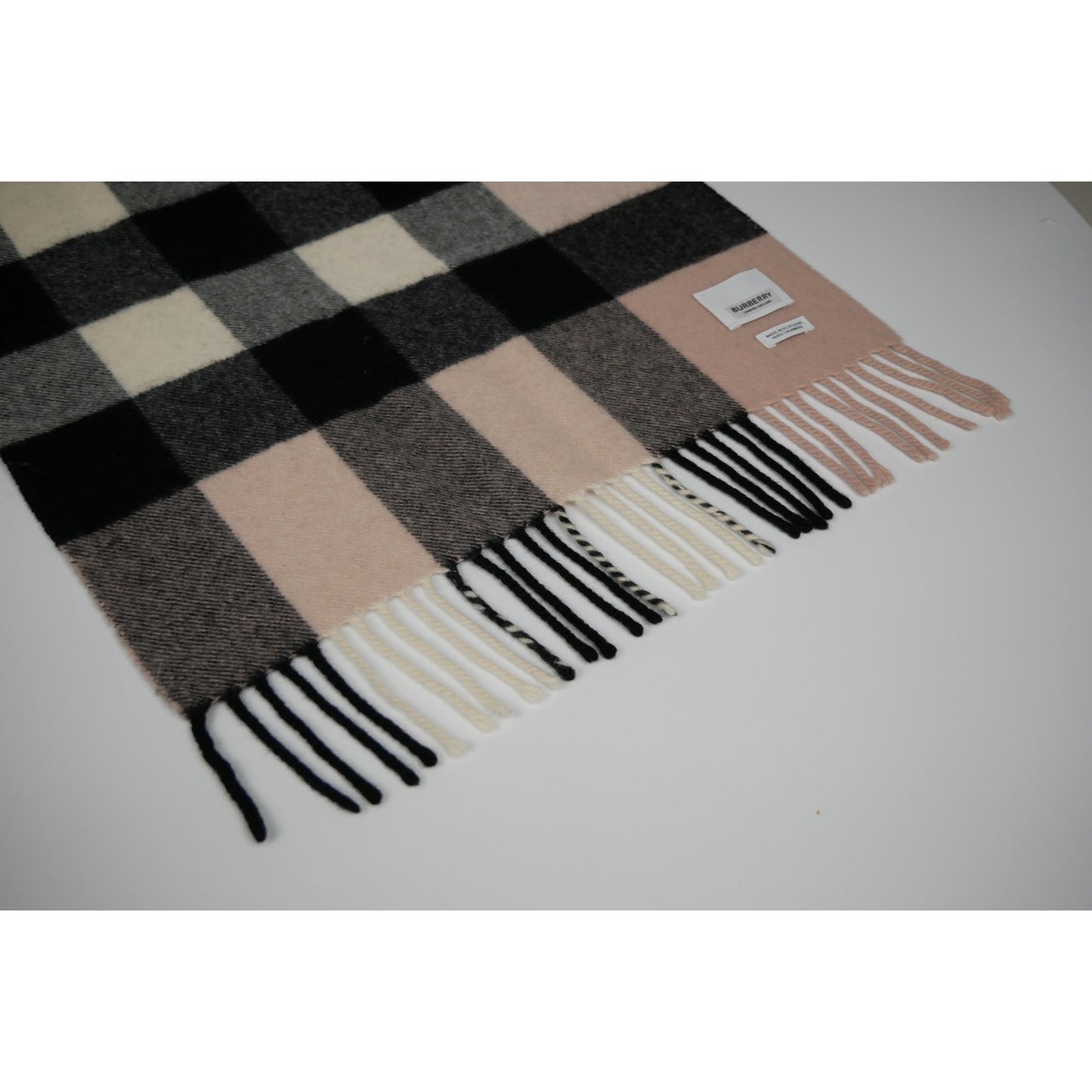 Burberry Cashmere Check Fringe Scarf