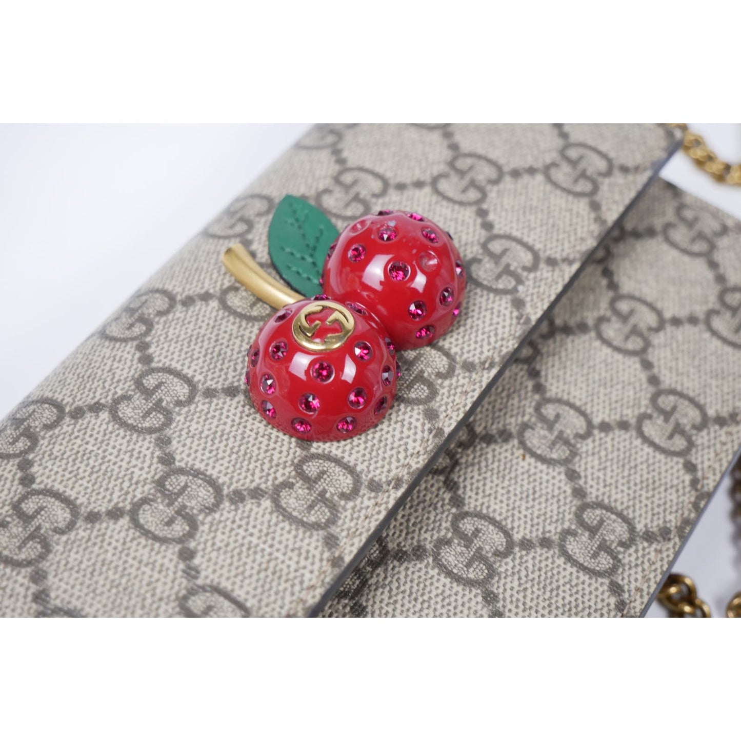 Gucci Supreme Sif Crystal Cherry Bag