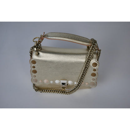 Fendi Calfskin Leather Studded Shoulder Bag