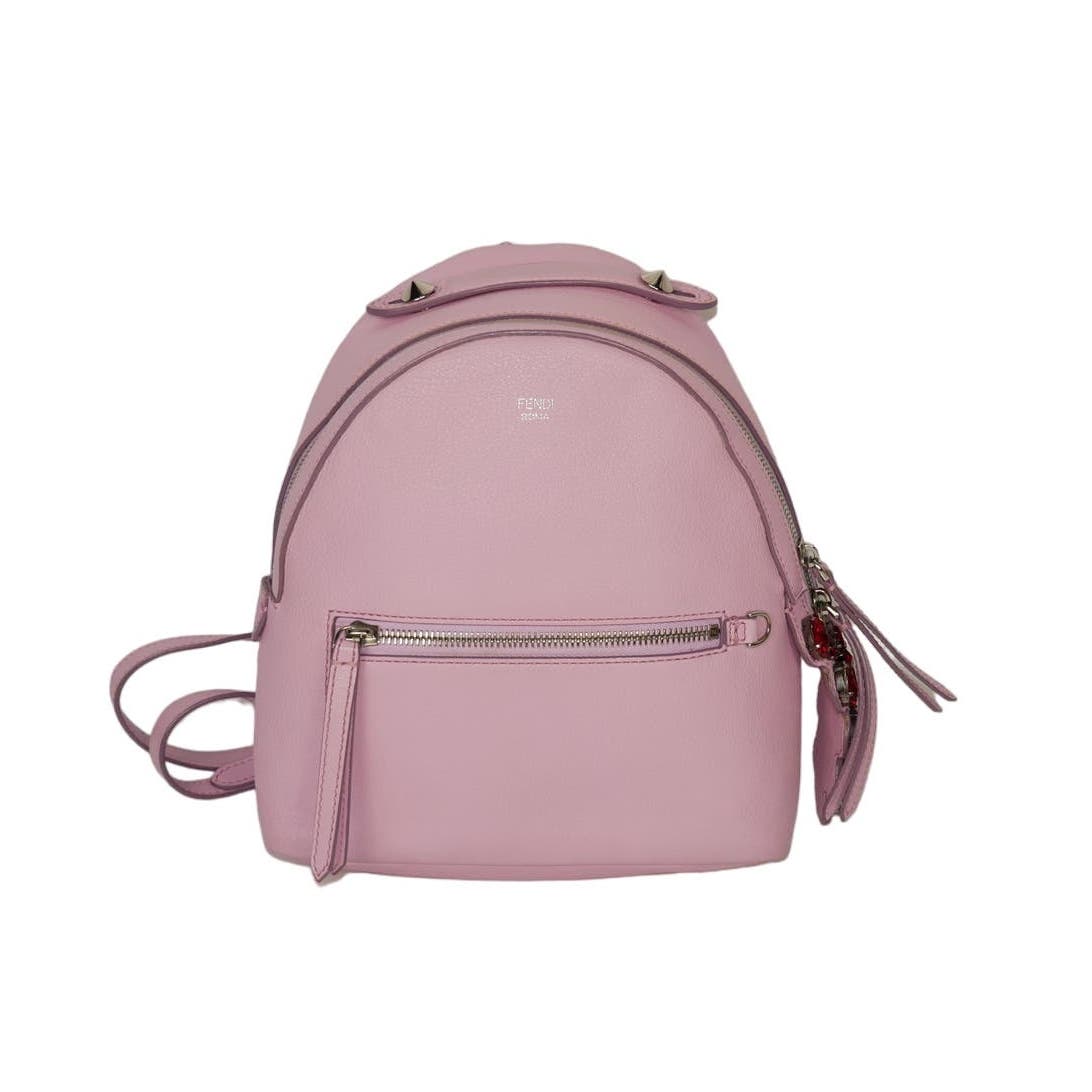 Fendi Mini Leather Backpack Pink Crystal Tail