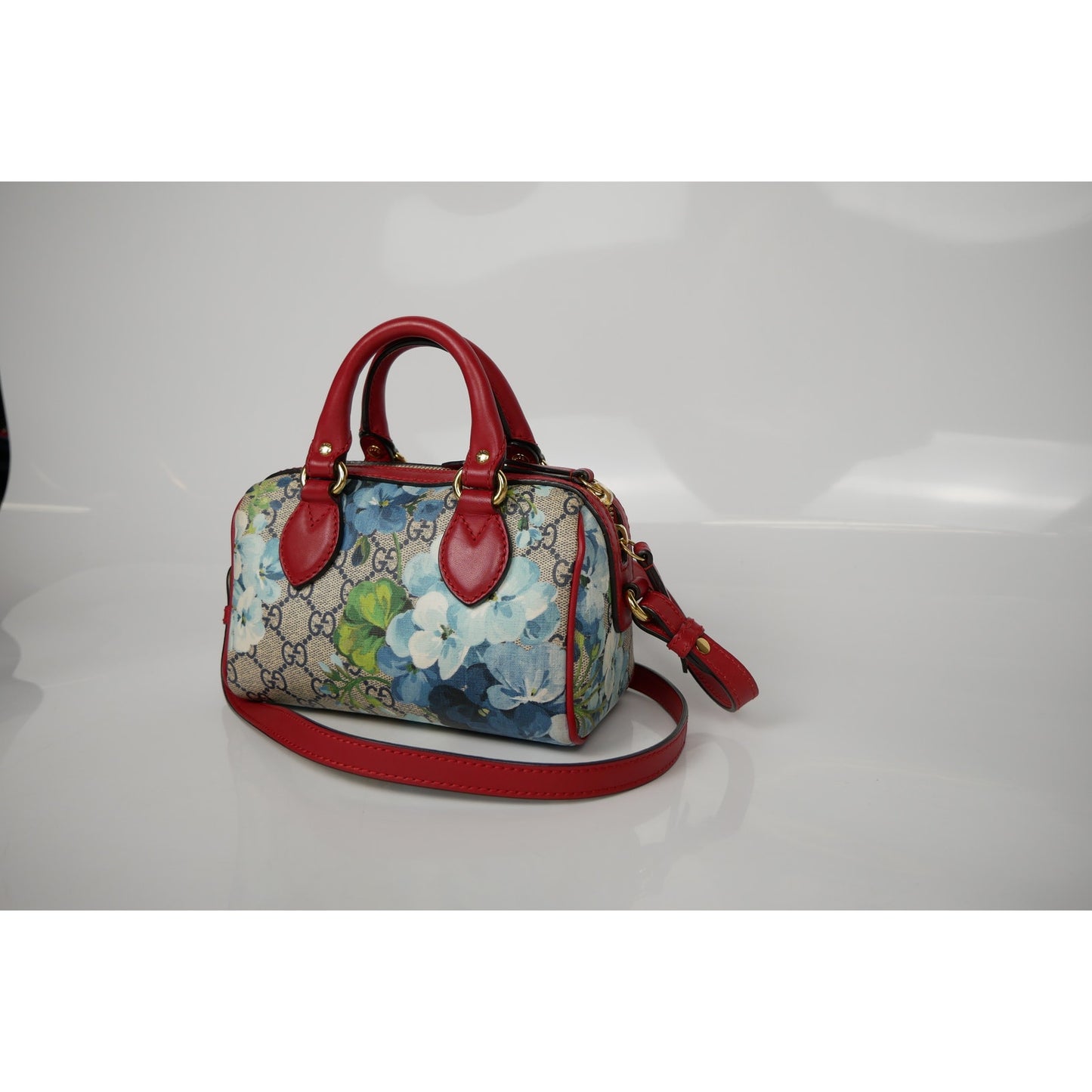 Gucci Supreme Monogram Blue Blooms Mini Boston