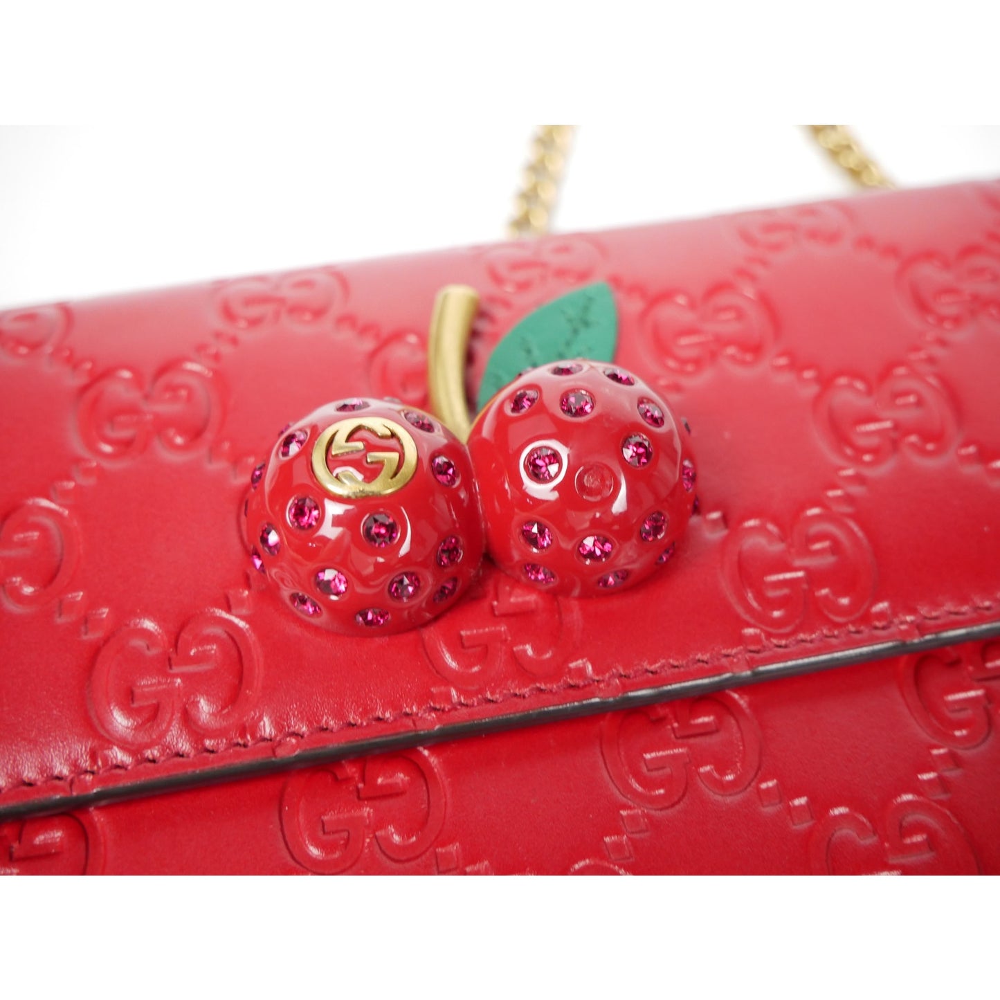 Gucci Red Supreme Mini Crystal Cherry Bag