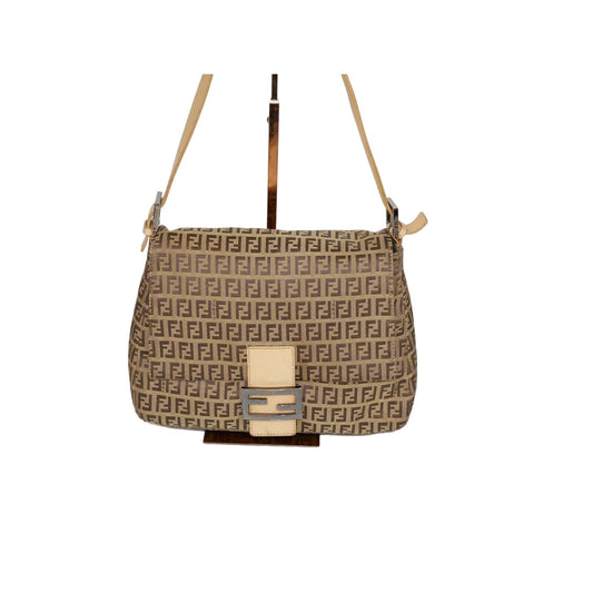 Fendi Zucchino Canvas Mamma Forever Beige Bag