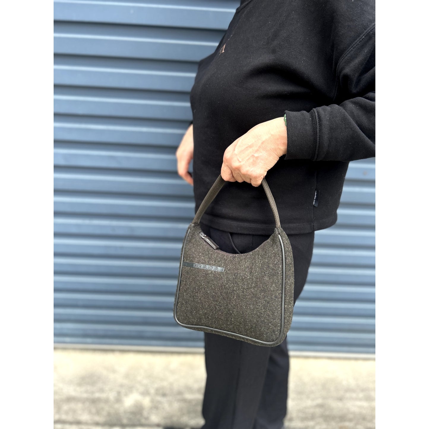 Prada Hobo Wool Gray Mini Bag