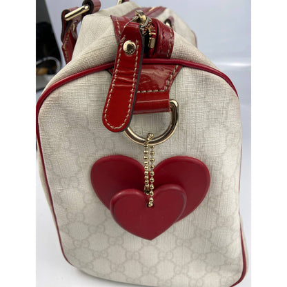 Gucci White Monogram Canvas Red Navy 2WAY Hearts