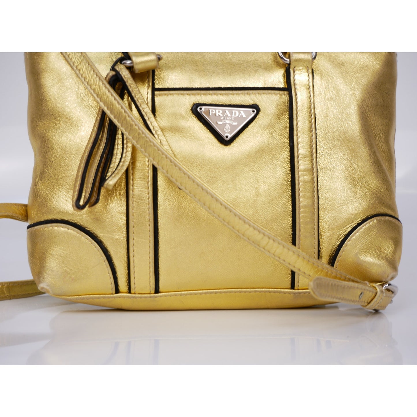 Prada Gold Metallic Shoulder Mini Bag