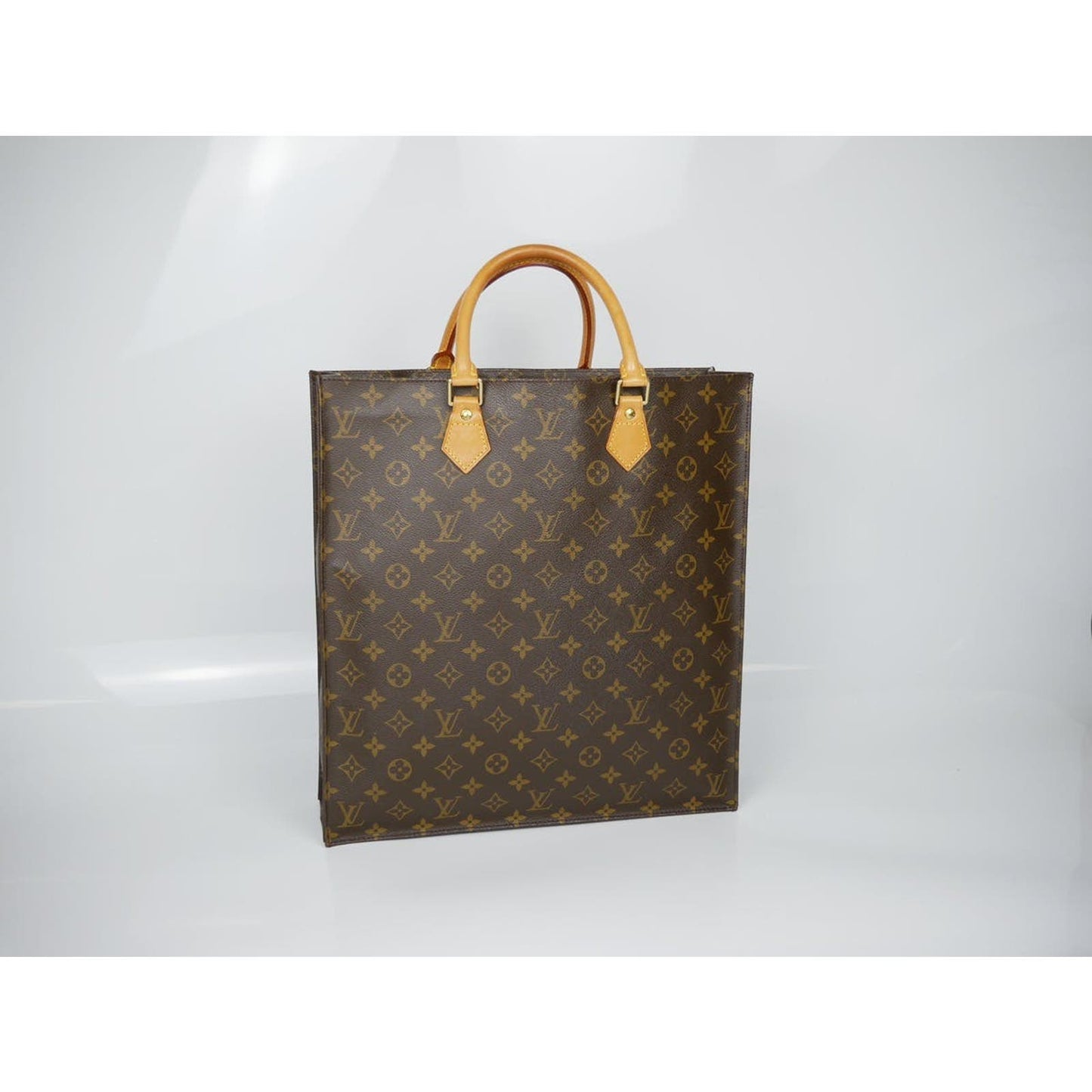 Louis Vuitton Monogram Sac Plat Tote Leather Hand Bag