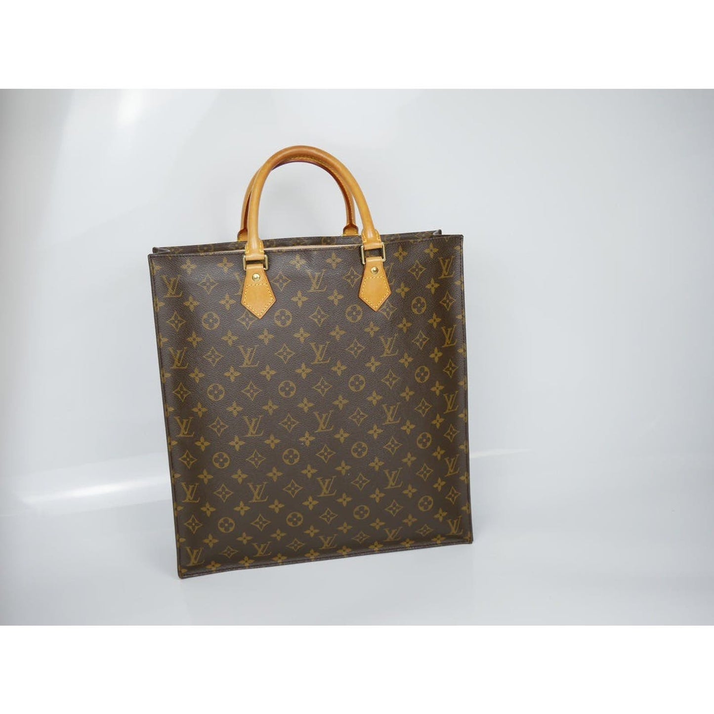 Louis Vuitton Monogram Sac Plat Tote Leather Hand Bag