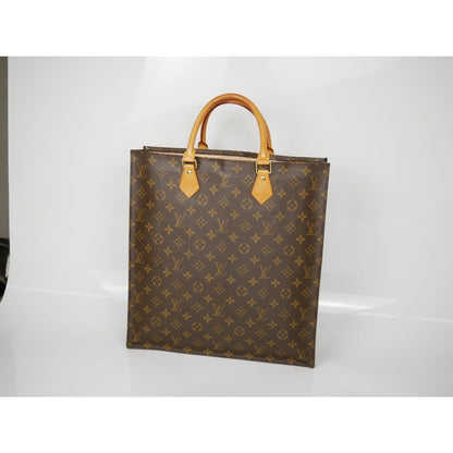 Louis Vuitton Monogram Sac Plat Tote Leather Hand Bag