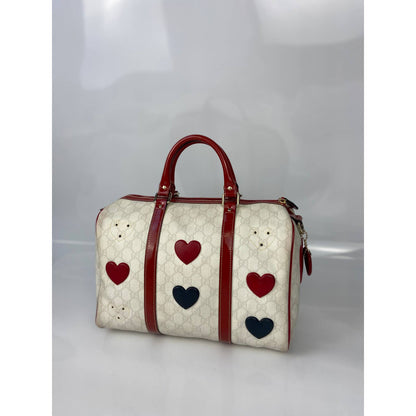 Gucci White Monogram Canvas Red Navy 2WAY Hearts