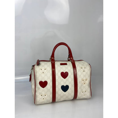 Gucci White Monogram Canvas Red Navy 2WAY Hearts