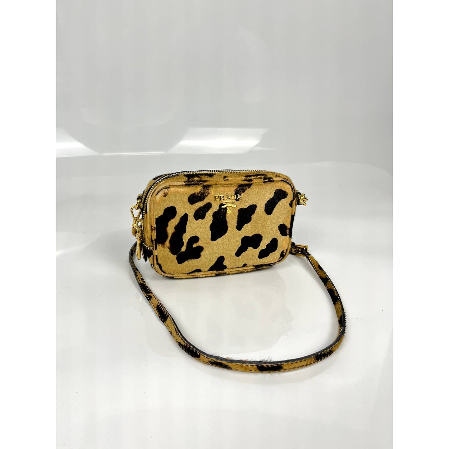 Prada Leopard Print Fur Spotted Shoulder Bag