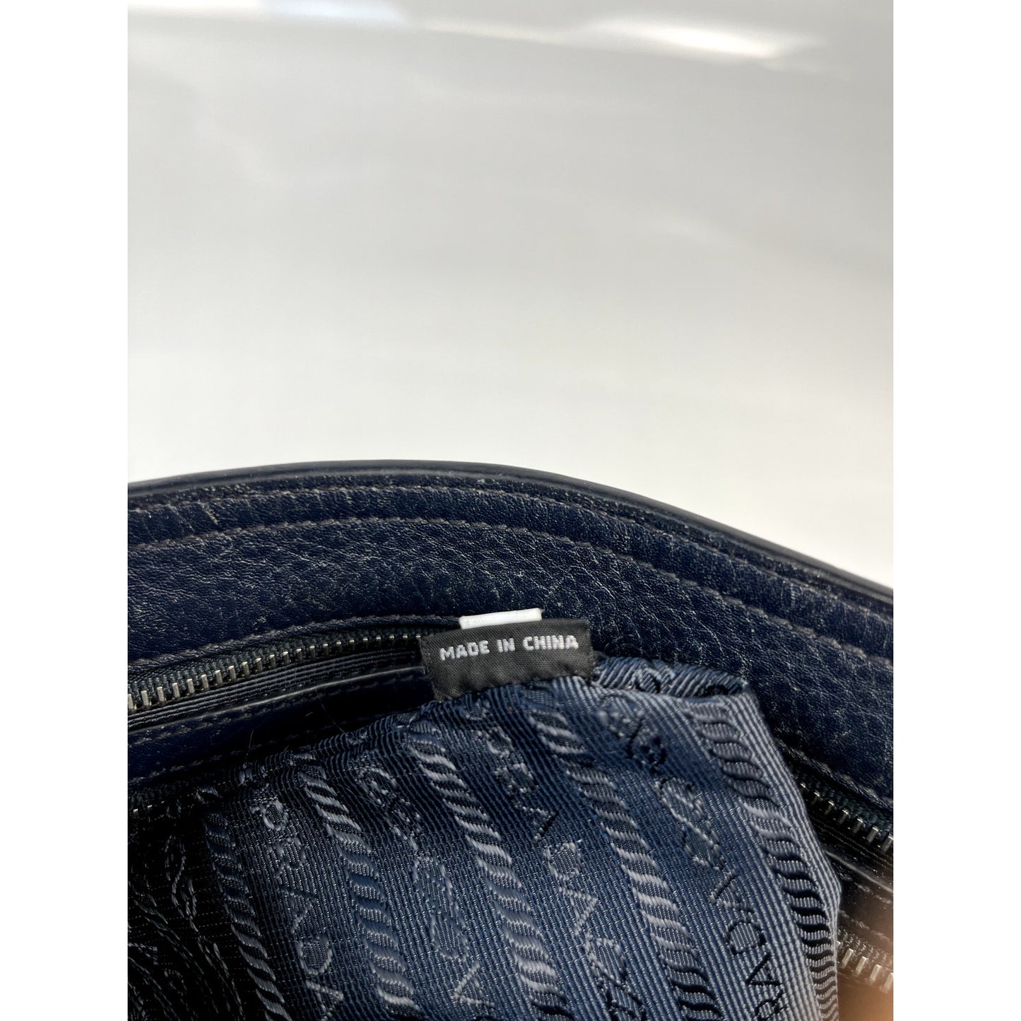 Prada Navy Saffiano Leather Side Bag