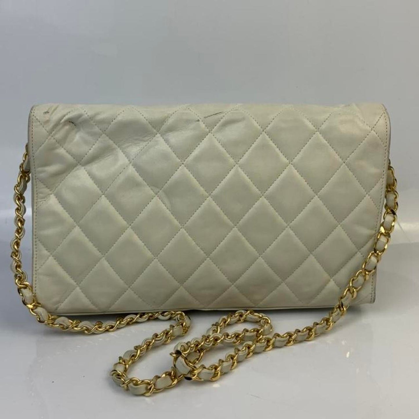 Chanel white moon lambskin