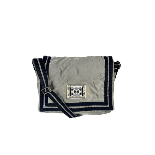 Chanel Grey Reflective Shoulder Messenger Bag