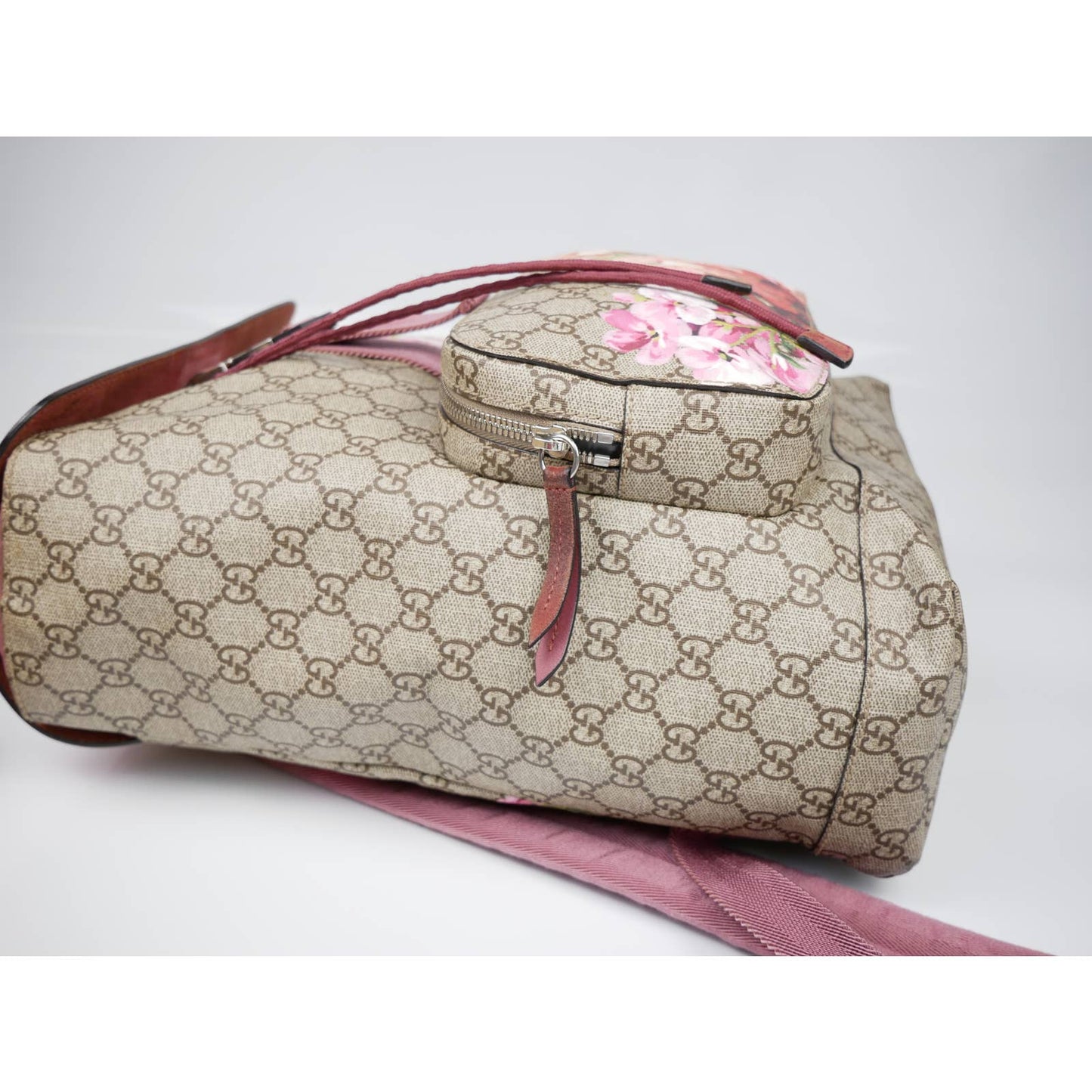 GUCCI Buckle Backpack Blooms Print GG Coated Canvas