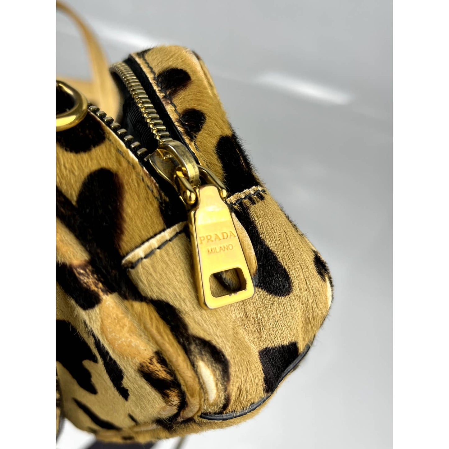 Prada Leopard Print Fur Spotted Shoulder Bag