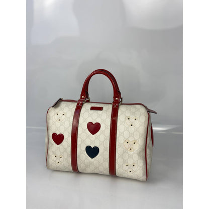 Gucci White Monogram Canvas Red Navy 2WAY Hearts