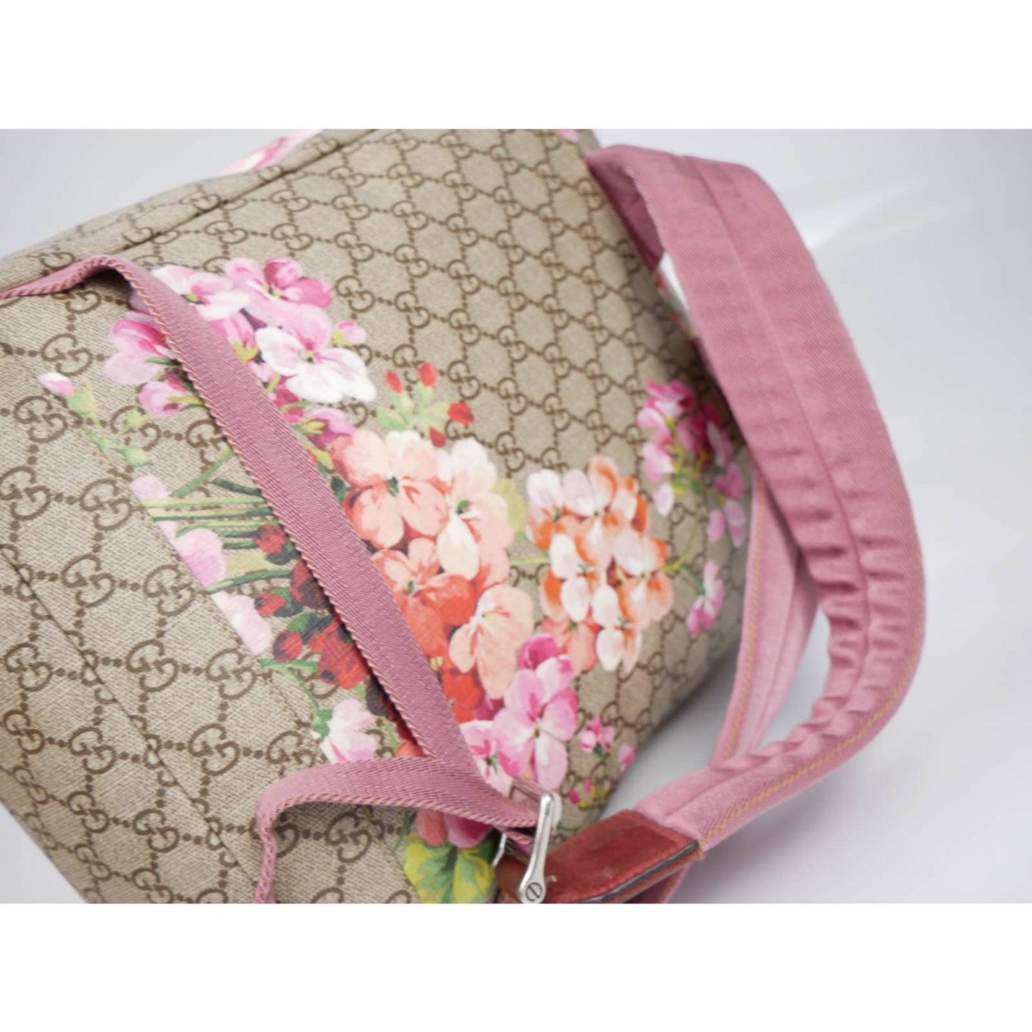 GUCCI Buckle Backpack Blooms Print GG Coated Canvas