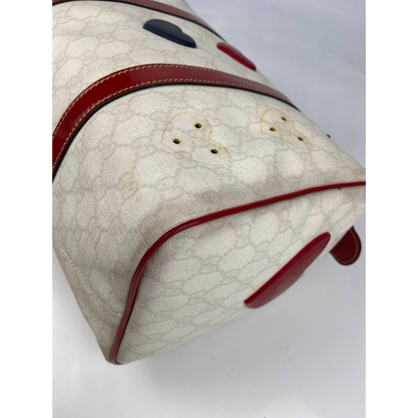 Gucci White Monogram Canvas Red Navy 2WAY Hearts